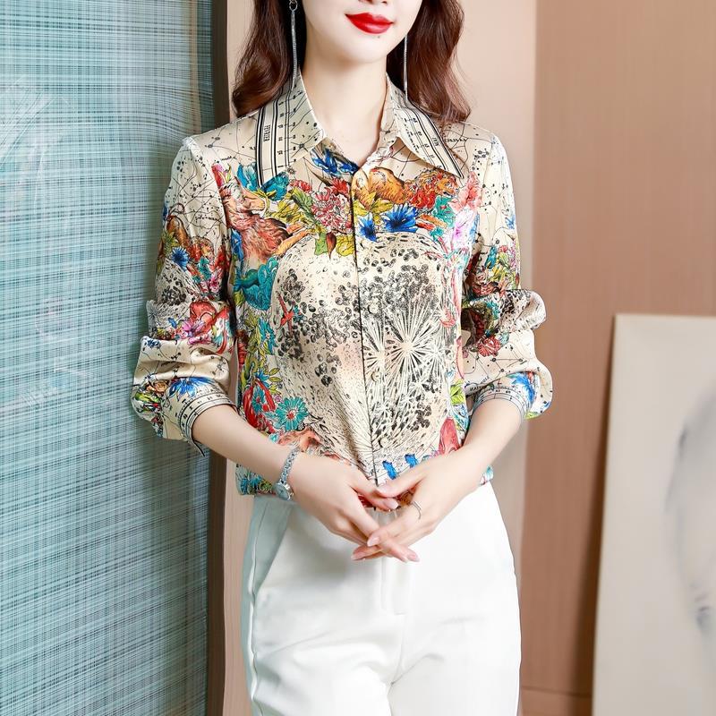 2022 Fashion Silk Floral Shirts Long Sleeve Women Designer Lapel Button Shirt Urban Elegant Ladies Office Formal Blouses Spring Autumn Chic Woman Blouse White Tops
2022 Fashion Silk Floral Shirts Long Sleeve Women Designer Lapel Button Shirt Urban Elegant Ladies Office Formal Blouses Spring Autumn Chic Woman Blouse White Tops