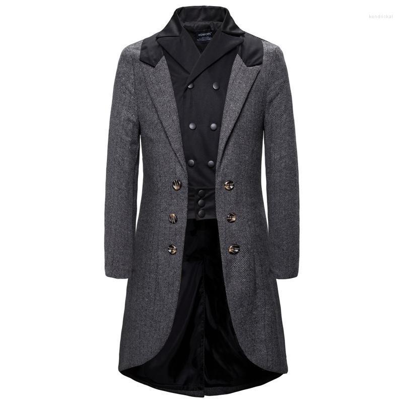 Men' Wool & Blends 2022 Men Punk Art Trench Coat Vintage Slim Spring Autumn Long Sleeve Solid Single-Breasted Kend22, Gray
Men' Wool & Blends 2022 Men Punk Art Trench Coat Vintage Slim Spring Autumn Long Sleeve Solid Single-Breasted Kend22, Gray