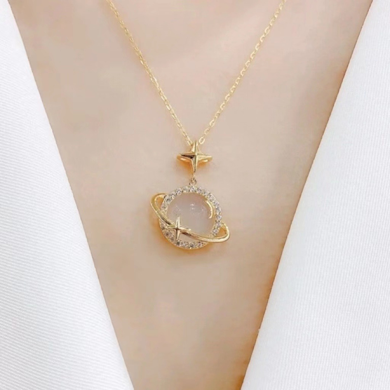 Fashion Gold Star Planet Pendant Necklace Stainless Steel Jewelry