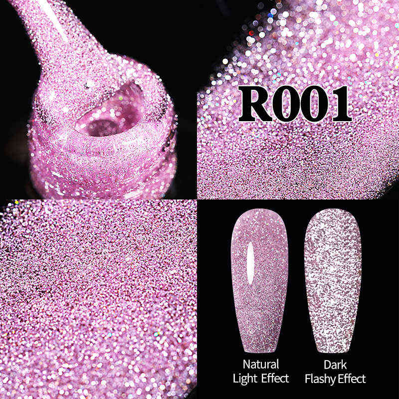 Nail Gel Toy Glitter Reflective Polish Shiny Rose Red Auroras Uv Led Varnish Soak Off s for Manicure 0328