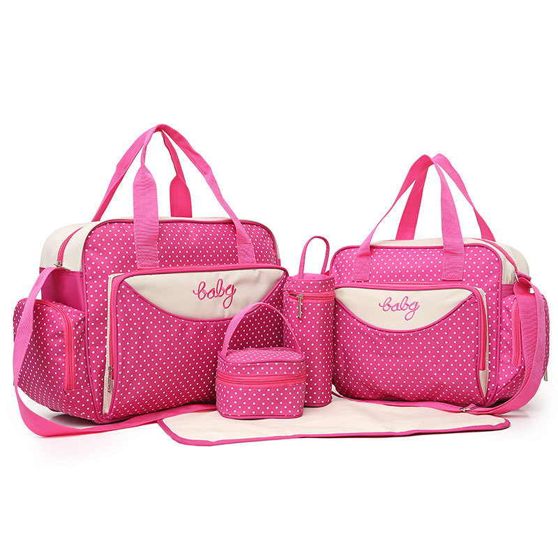 5pcs/set Multi-function Baby Diaper Bag Baby Bottle Holder Mother Mummy Stroller Maternity Nappy Bags Sets 220514