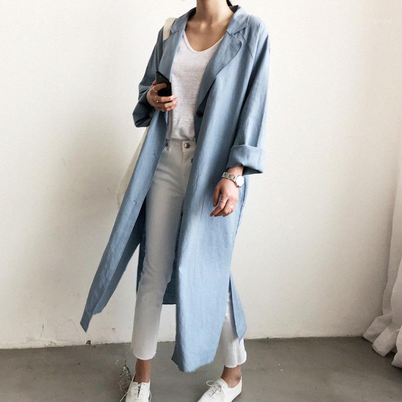 Women's Trench Coats Windbreaker Jacket Spring And Autumn Korean Style Mid-Length Thin Loose Suit Collar Cardigan Outer Wear Cotton Linen, Blue
Women's Trench Coats Windbreaker Jacket Spring And Autumn Korean Style Mid-Length Thin Loose Suit Collar Cardigan Outer Wear Cotton Linen, Blue