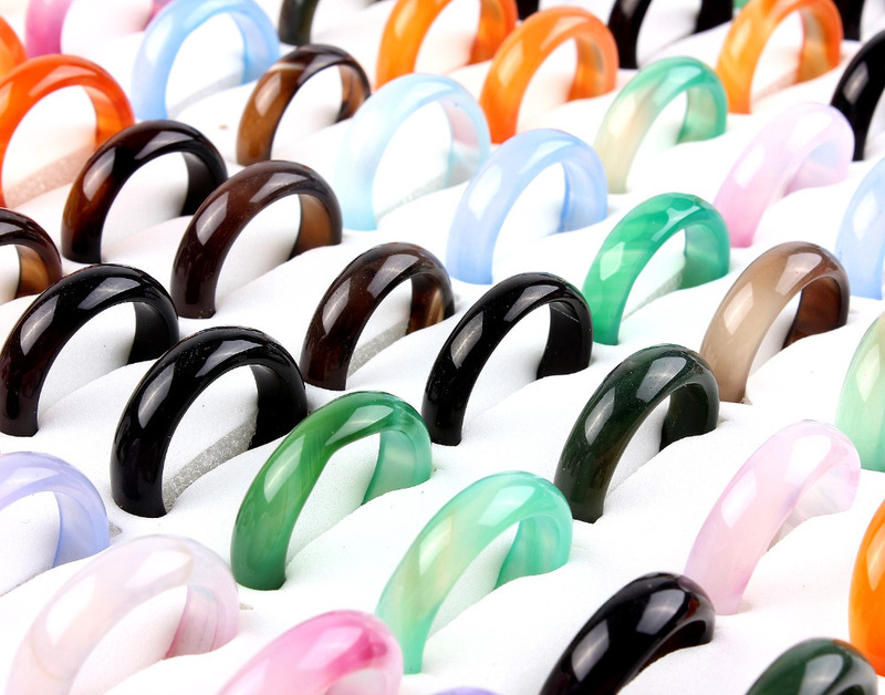 Wholesale Bulk Lots Womens 50Pcs Smoothy Mixed color Stone Finger Rings Band Couple Wedding Engagement Mens FREE 220413