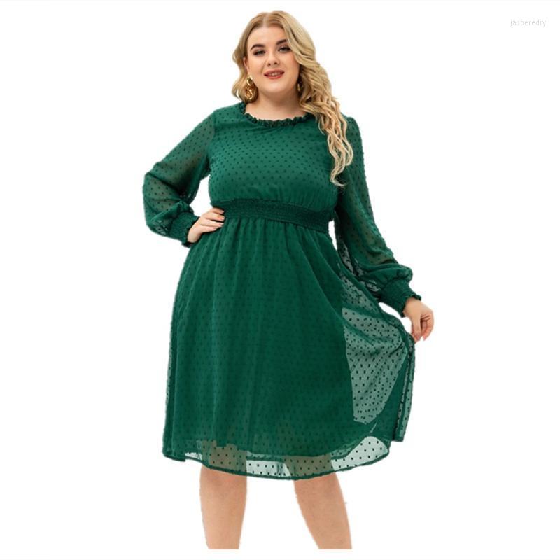 Plus Size Dresses 2022 Autumn European And American Style O-Neck Full Sleeve Chiffon Flower Cutting Dress For Women Jasp22, Green
Plus Size Dresses 2022 Autumn European And American Style O-Neck Full Sleeve Chiffon Flower Cutting Dress For Women Jasp22, Green