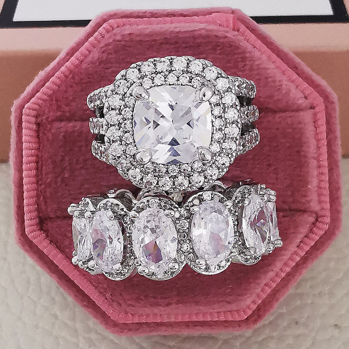 2022 Eternity ring Set Moissanite Diamond Ring 100% Original 925 sterling silver Wedding band Rings for Women Bridal Promise Jewelry Gift