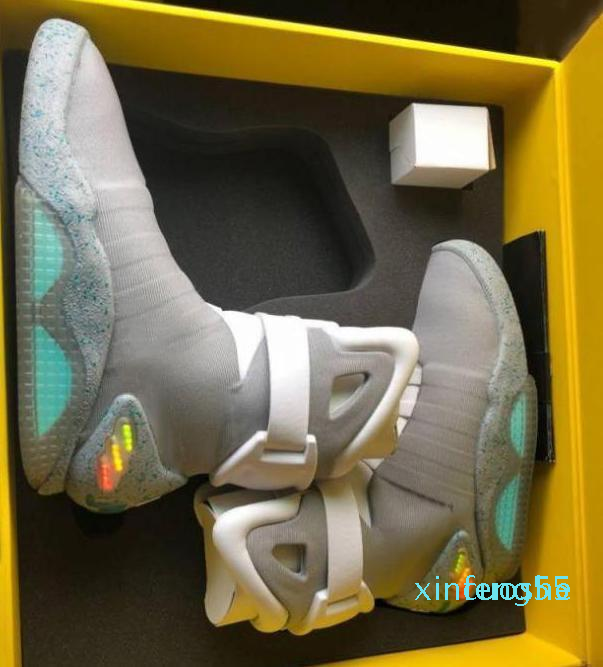 Air Mag Mens Back To The Future Lighting Mags Shoes LED Lights Up Marty McFly's Glow In The Dark Sneakers Grey with Yellow Box 2022 1Top, Red 
Air Mag Mens Back To The Future Lighting Mags Shoes LED Lights Up Marty McFly's Glow In The Dark Sneakers Grey with Yellow Box 2022 1Top, Red