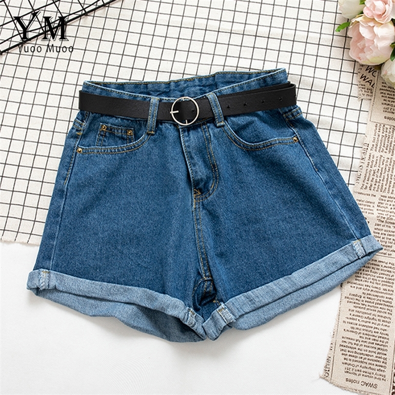 YuooMuoo All Match Sashes Casual Women Denim Shorts Crimping High Waist Slim Summer Jeans Feminino Chic Ladies Bottom 220622