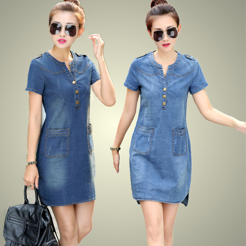 Summer Denim Mini Dress Women Short Sleeves Vintage V-neck Casual Sexy Jeans Dress Plus Size 4XL Bodycon Dresses
Summer Denim Mini Dress Women Short Sleeves Vintage V-neck Casual Sexy Jeans Dress Plus Size 4XL Bodycon Dresses