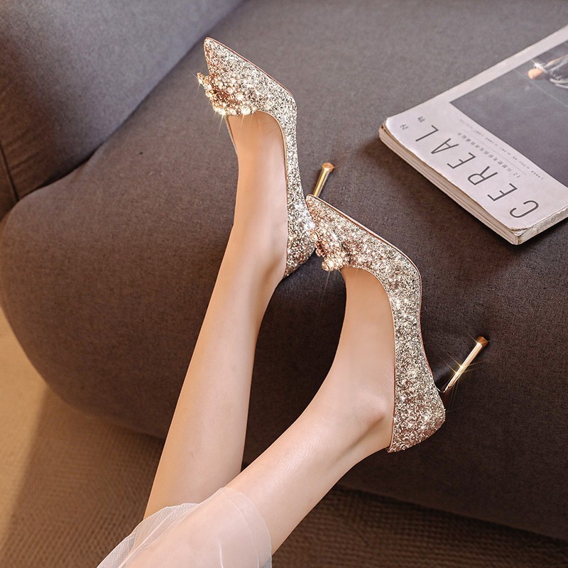 Dress Shoes Golden Wedding Bride Bridesmaid Crysta 220823