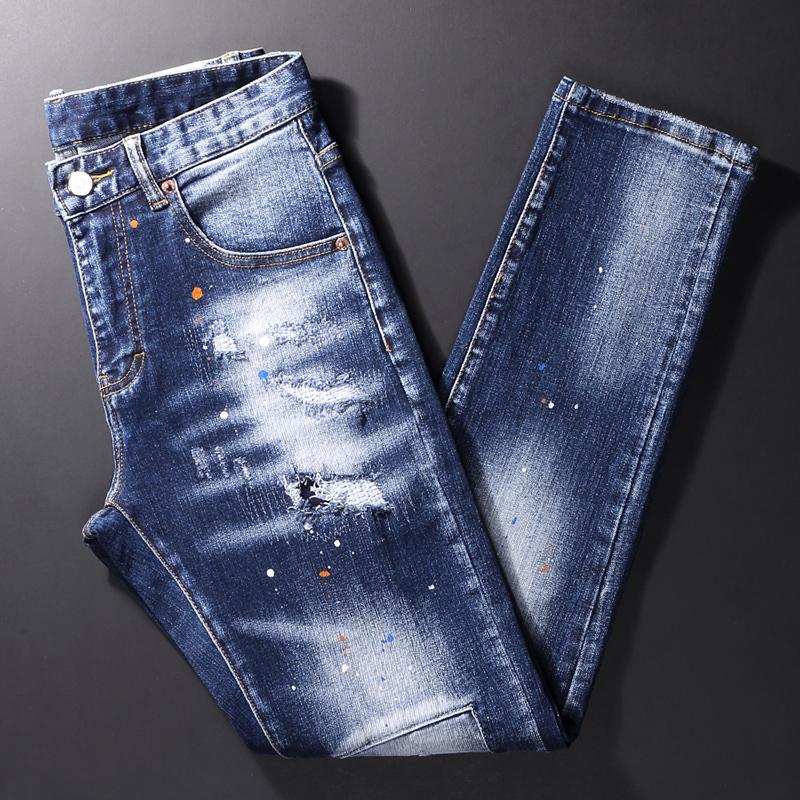 Men's Jeans Streetwear Fashion Men Retro Blue Elastic Slim Fit Printed Ripped Patched Designer Hip Hop Denim Pants HombreMen's
Men's Jeans Streetwear Fashion Men Retro Blue Elastic Slim Fit Printed Ripped Patched Designer Hip Hop Denim Pants HombreMen's