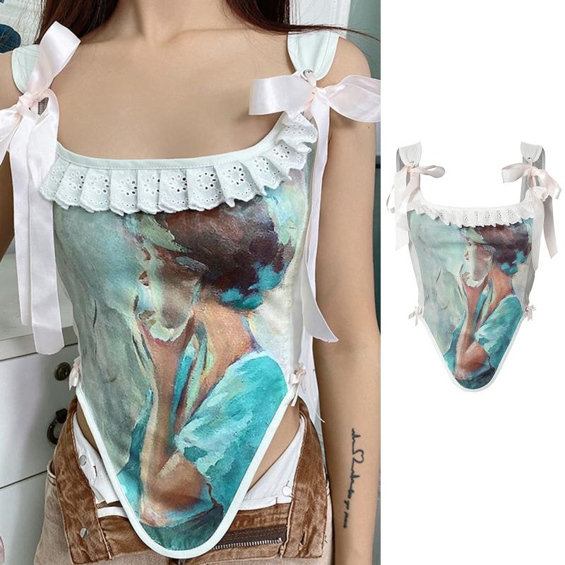 Belts Retro Corset Tops Vintage Oil Paint Bustier Crop Tank Top For Women To Wear Out Printed 101ABelts, As pic
Belts Retro Corset Tops Vintage Oil Paint Bustier Crop Tank Top For Women To Wear Out Printed 101ABelts, As pic