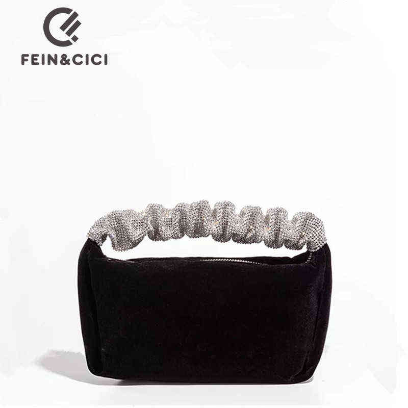Shoulder Bags Wedding Evening Handbag Designer Rhinestones Handle Velvet Women 2022 New Luxury Soft Square Clutch Female 220331, Black
Shoulder Bags Wedding Evening Handbag Designer Rhinestones Handle Velvet Women 2022 New Luxury Soft Square Clutch Female 220331, Black