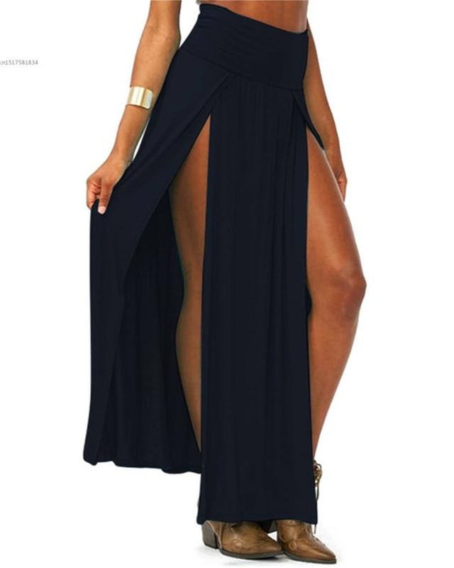 Arrival High Waisted Sexy Womens Double Slits Summer Solid Long Maxi Skirt Wholesale 51 220322