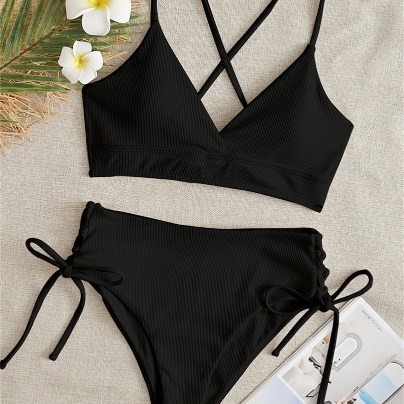 Sexy Bikini Women Swimsuit Black Lace Up Ribbed Swimwear High Waist Bikinis Set Summer Beach Bathing Suit For Female XL 220509
Sexy Bikini Women Swimsuit Black Lace Up Ribbed Swimwear High Waist Bikinis Set Summer Beach Bathing Suit For Female XL 220509