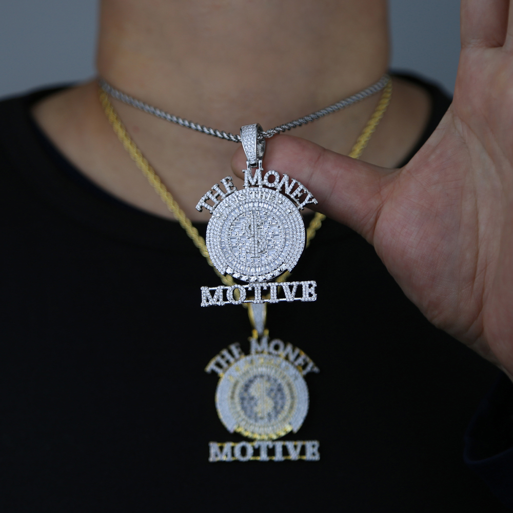 New Bling Iced Out Round Pendant 5A CZ Micro Paved Cubic Zirconia Money Dollar Symbol Necklace Men's Hip Hop Jewelry