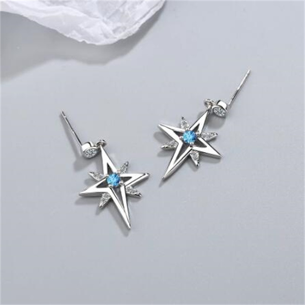 Star Stud earrings S925 Stamp silver new women's fashion jewelry high quality crystal zircon mid-length tassel simple awning errings GC1289