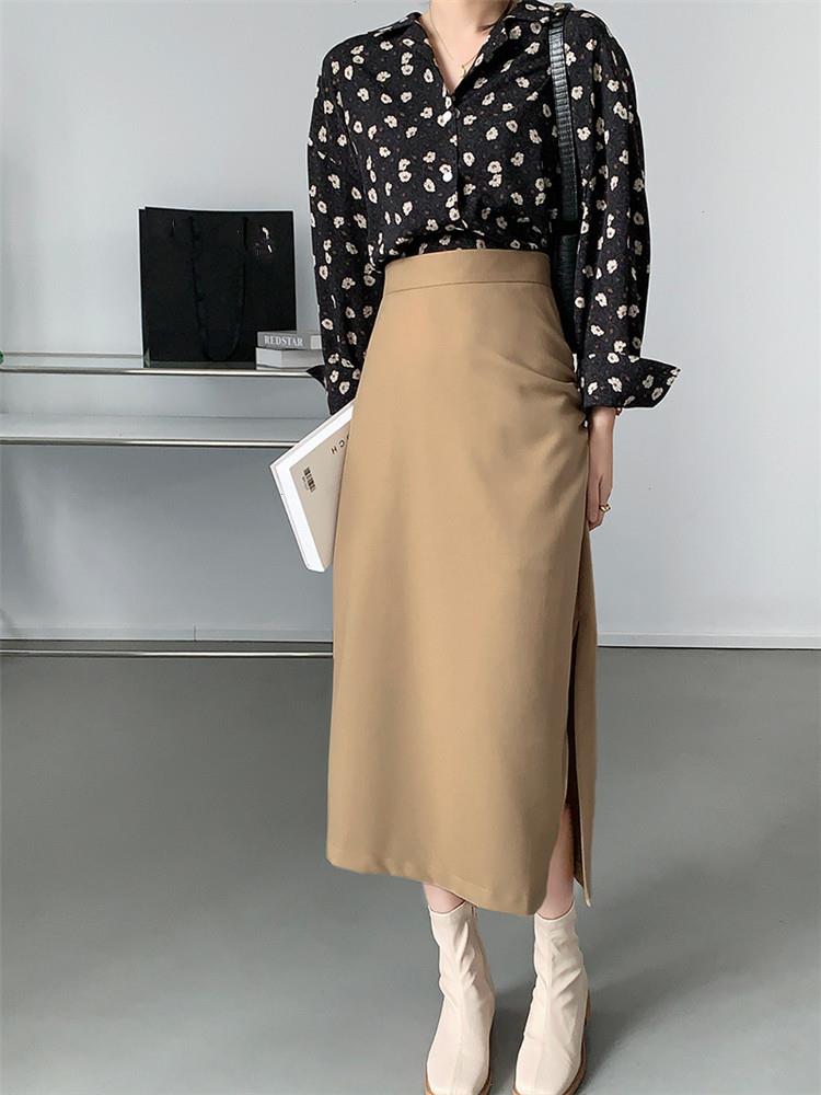 Spring Autumn Fashion Slim Skirt Sweet Plain Shirring Splits High Waist Midi Skirts For Women Y2k Vintage Young A-line, Gray
Spring Autumn Fashion Slim Skirt Sweet Plain Shirring Splits High Waist Midi Skirts For Women Y2k Vintage Young A-line, Gray