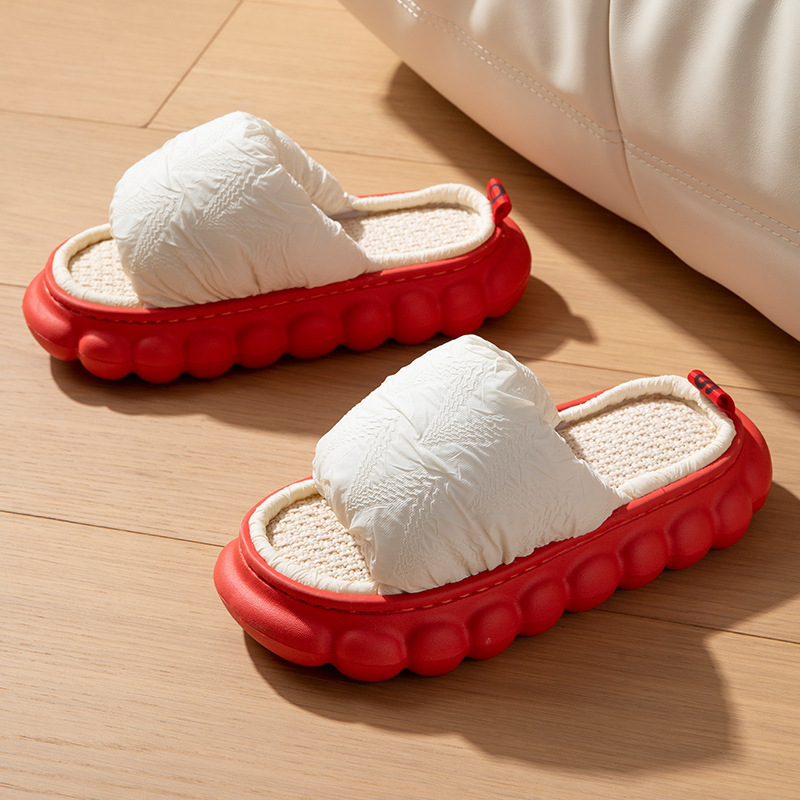 womens cloud slippers shoes breathable cottom linen female indoor home slippers eva thick bottom comfortable soft woman slides