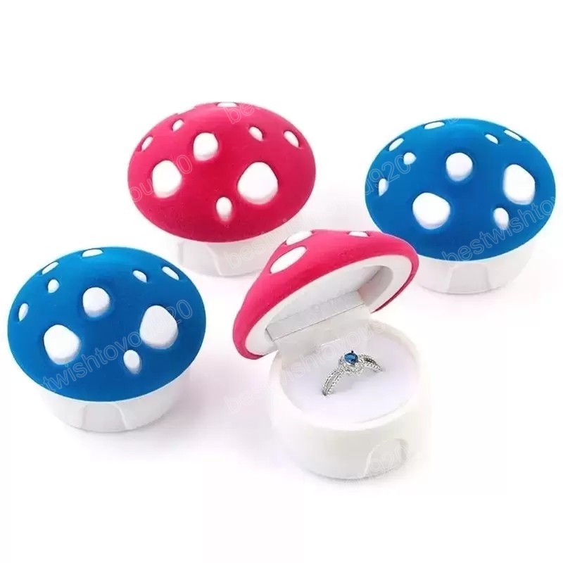 Lovely Mushroom Gift Box Holder Velvet Wedding Engagement Ring Box Jewelry Box For Earrings Necklaces Display