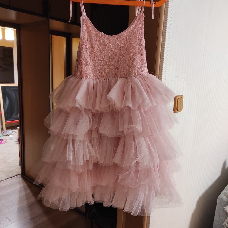 Little Girls Summer Dress for Kids Princess Birthday Party Gown Lace Sling Tutu Wedding Children Dresses Vintage Floral Clothes 220324