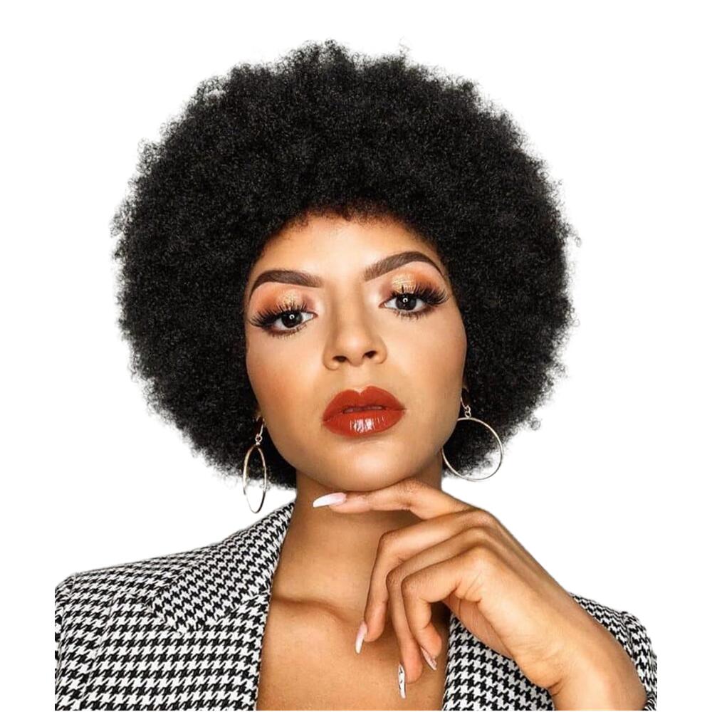 Afro Kinky Curly Human Hair Wig With Thick Bangs Natural Color Short Bob Wigs For Black Women 130% Density Full Machine Made, 1b
Afro Kinky Curly Human Hair Wig With Thick Bangs Natural Color Short Bob Wigs For Black Women 130% Density Full Machine Made, 1b