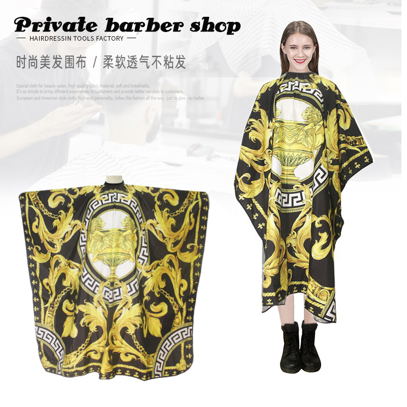 Haircutting Cloth For Home Champion Trophy Pattern Barber Cape Hairdresser Cape Gown Cloth Apron Hair Cut Cape Hairdress Gown 220621