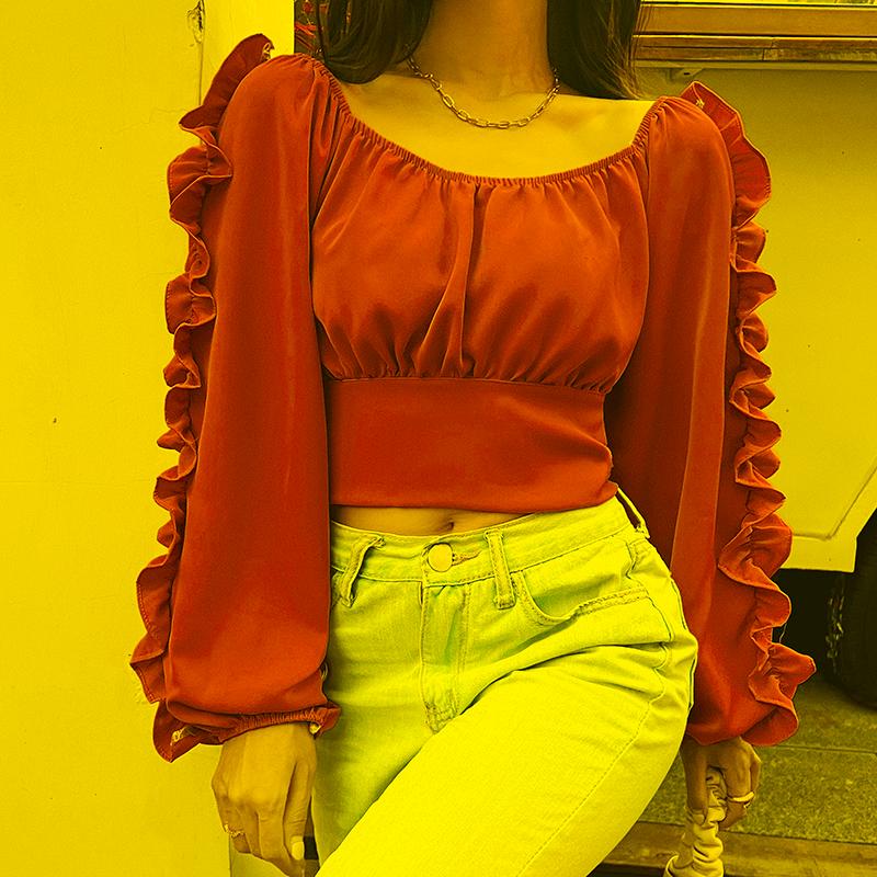 Women's Blouses & Shirts Ruffle Slash Neck Blouse Women Slim Crop Top Sexy Off Shoulder Fashion Woman Clothes Long Sleeve Tops Spring Blusas, Green
Women's Blouses & Shirts Ruffle Slash Neck Blouse Women Slim Crop Top Sexy Off Shoulder Fashion Woman Clothes Long Sleeve Tops Spring Blusas, Green