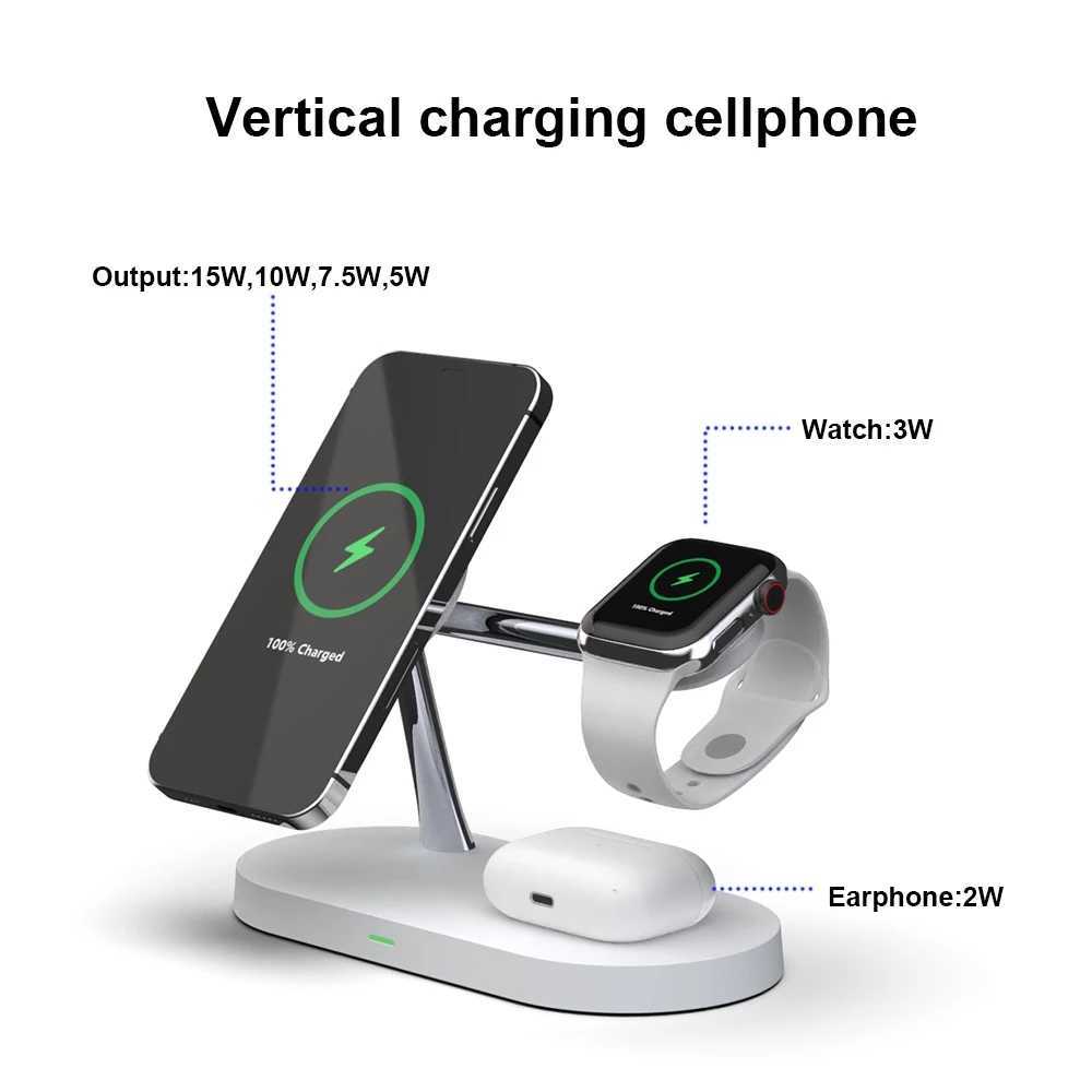15W Fast Charging Stand 5 In 1 Magnetic Wireless Charger Station For IPhone 12 Pro Max Airpods Apple Watch 6 SE 4 3 2 Magnet Charg