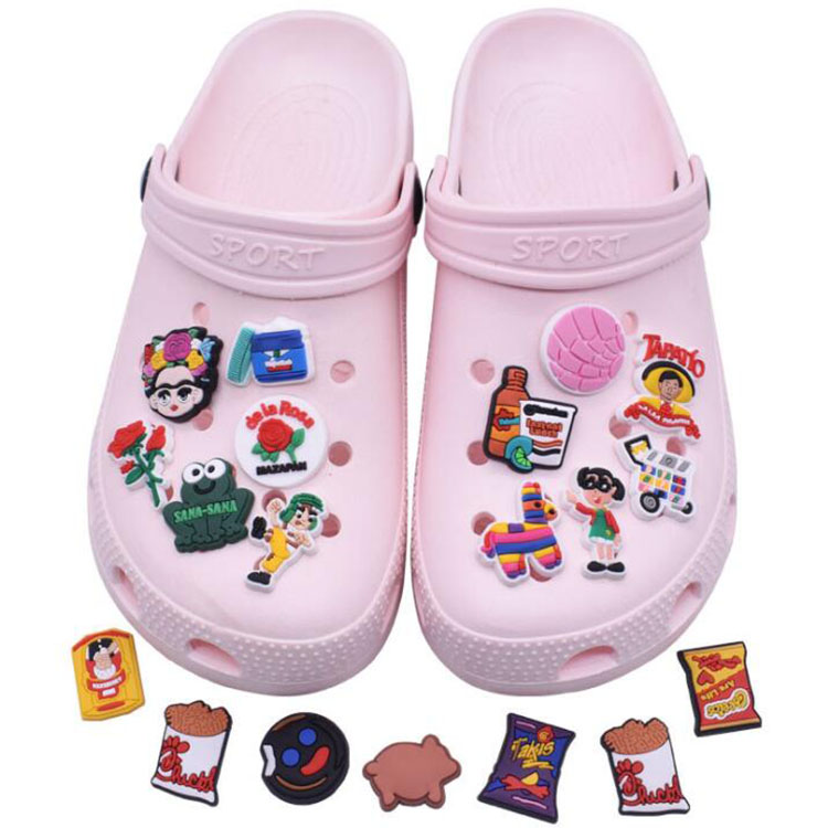 wholesale mix mexican shoe charms pvc soft rubber shoecharms buckle fashion shoe accessories cartoon food clog charm