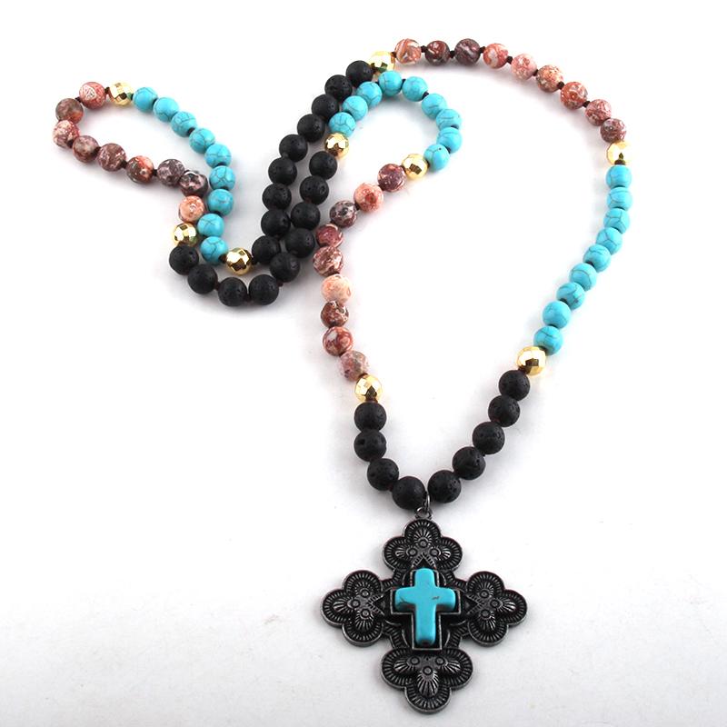 Pendant Necklaces RH Fashion Bohemian Tribal Jewelry Stone Long Knotted Black Metal Cross For Women Necklace
Pendant Necklaces RH Fashion Bohemian Tribal Jewelry Stone Long Knotted Black Metal Cross For Women Necklace