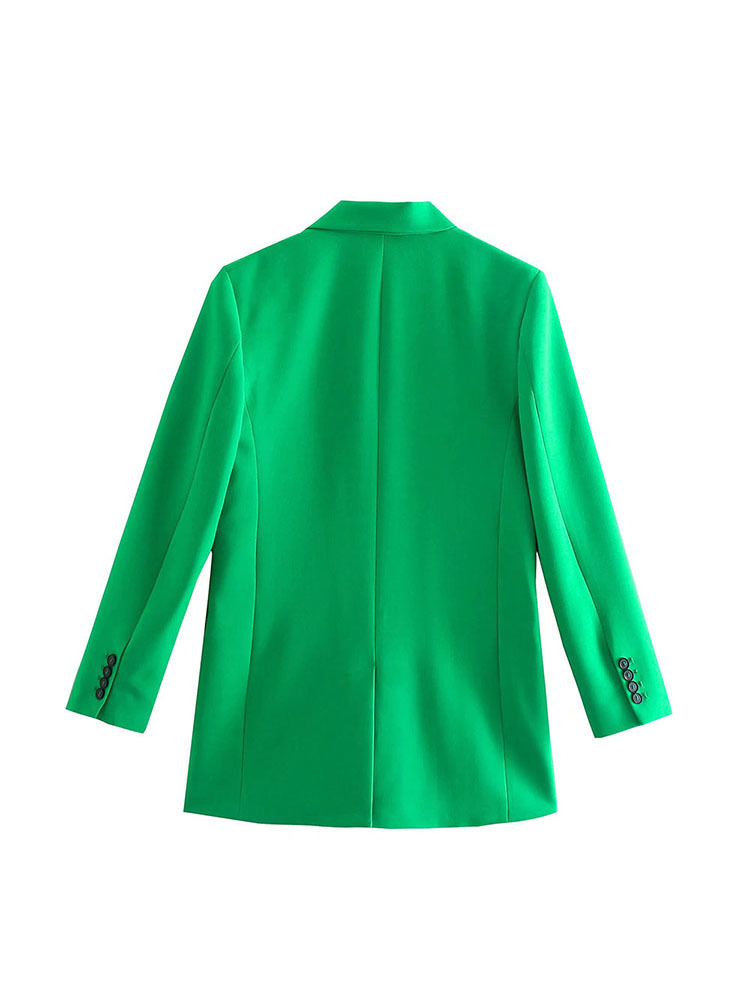 Women Autumn Fashion Single breasted pocket Straight Blazer Coat Vintage Long Sleeve Back Vents Female Outerwear Tops 220402