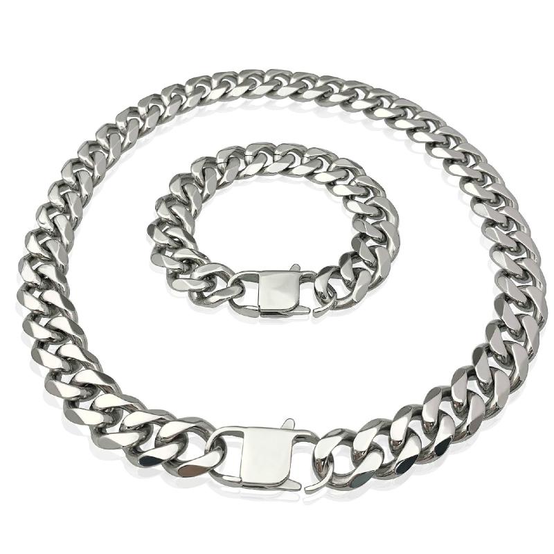 Chains 13MM 15MM Cuban Link Necklaces Polishing Stainless Steel Necklace Bracelets Set For Men Women High Quality Jewelry
Chains 13MM 15MM Cuban Link Necklaces Polishing Stainless Steel Necklace Bracelets Set For Men Women High Quality Jewelry