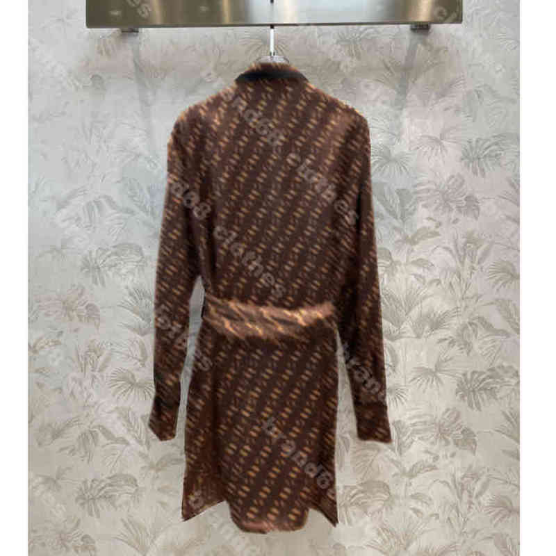 Designer Women Printed dress shirt Slim Waist Long Sleeve shirtdress Pocket Bodycon Tunic logo Print Dresses Top f..ndi Brand female Apparel a1
