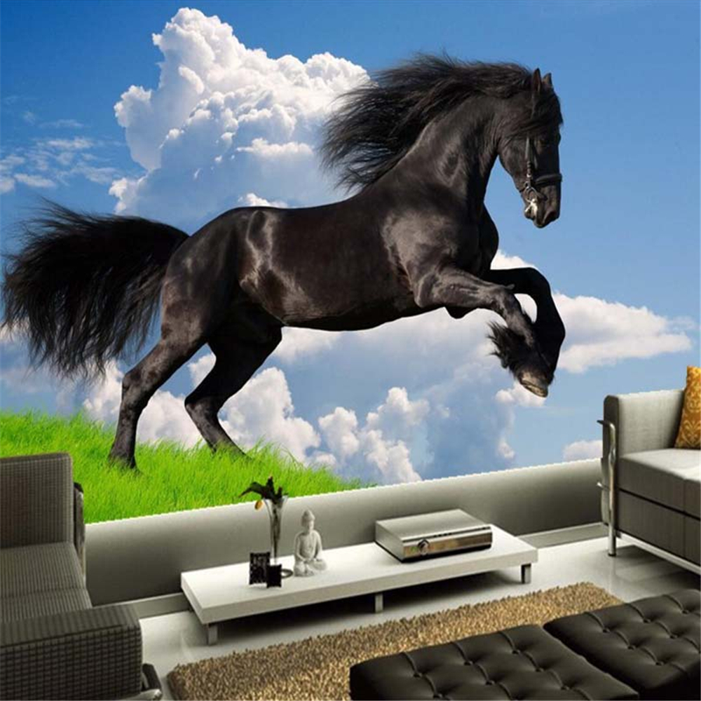 Custom 3D Nature Scenery Blue Sky White Clouds Black Mural Wallpaper Sofa TV Background Wall Papers Home Decor