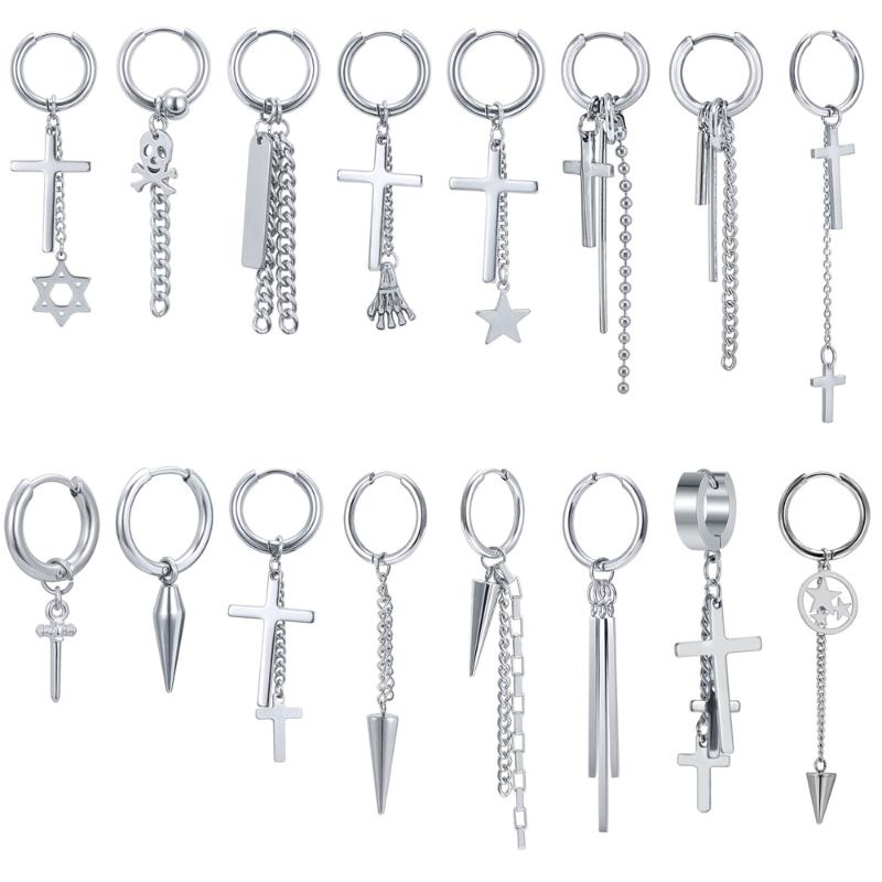 Hoop & Huggie Punk Style Cross Skull Earrings With Long Tassel Mens Stainless Steel Korean For Women Kpop Cricle Ear RoundsHoop
Hoop & Huggie Punk Style Cross Skull Earrings With Long Tassel Mens Stainless Steel Korean For Women Kpop Cricle Ear RoundsHoop
