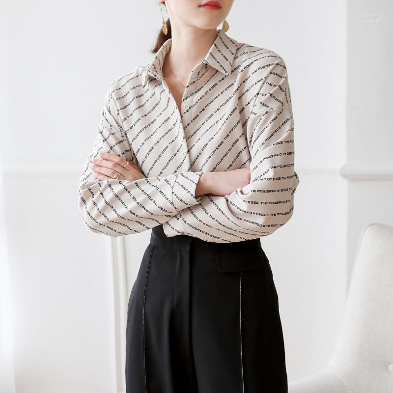 Women' Blouses & Shirts Spring Autumn Chic Letter Stripe Blouse For Women Elegant Long Sleeve Single Breasted Shirt Lady Loose Top Chee22, Blue
Women' Blouses & Shirts Spring Autumn Chic Letter Stripe Blouse For Women Elegant Long Sleeve Single Breasted Shirt Lady Loose Top Chee22, Blue
