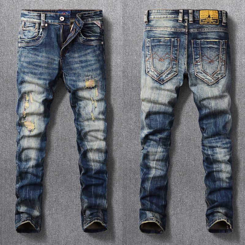 Men's Jeans Ly Vintage Fashion Men High Quality Retro Blue Elastic Slim Fit Ripped Embroidery Designer Casual Denim Pants, Retro dark blue
Men's Jeans Ly Vintage Fashion Men High Quality Retro Blue Elastic Slim Fit Ripped Embroidery Designer Casual Denim Pants, Retro dark blue