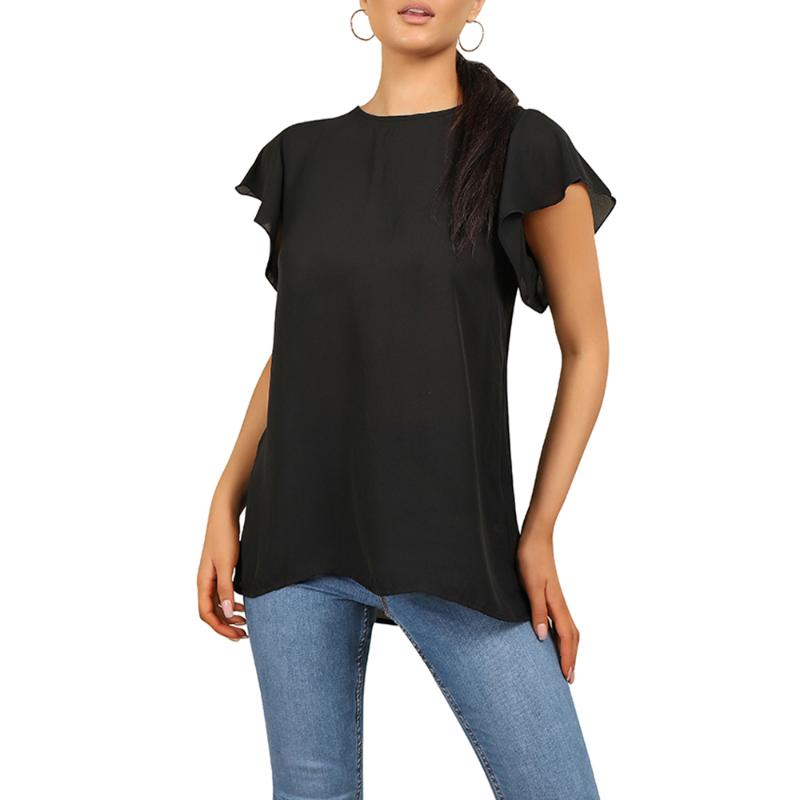 Women' Blouses & Shirts Fashion Butterfly Short Sleeve Shirt Round Neck Back Tie Top And Solid Color Backless Tshirts 2022 D30, Black
Women' Blouses & Shirts Fashion Butterfly Short Sleeve Shirt Round Neck Back Tie Top And Solid Color Backless Tshirts 2022 D30, Black