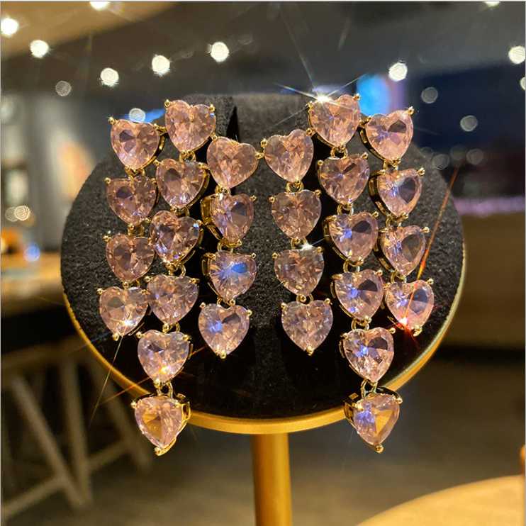 Dangle & Chandelier Women S925 Silver Needle Super Fairy Multi-layer Love Earrings Shiny Micro-inlaid Candy Color Zircon Peach Heart Earring
Dangle & Chandelier Women S925 Silver Needle Super Fairy Multi-layer Love Earrings Shiny Micro-inlaid Candy Color Zircon Peach Heart Earring
