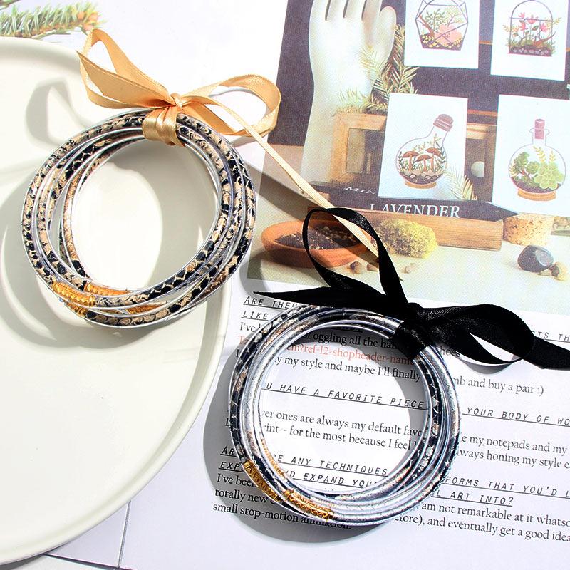 Bangle Jelly Bangles Bracelets For Women Set All Weather Stack Silicone Plastic Leopard Leather Filled 5 Pcs / SetBangle
Bangle Jelly Bangles Bracelets For Women Set All Weather Stack Silicone Plastic Leopard Leather Filled 5 Pcs / SetBangle