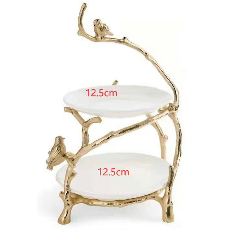 Dishes Plates Gold Branch Snack Bowl Stand Christmas Candy Decoration Display Home Party