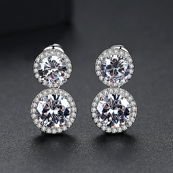 Dangle & Chandelier Luxury Female Double Round Crystal Earrings Elegant Silver Color Bride Drop Party Wedding For WomenDangle
Dangle & Chandelier Luxury Female Double Round Crystal Earrings Elegant Silver Color Bride Drop Party Wedding For WomenDangle