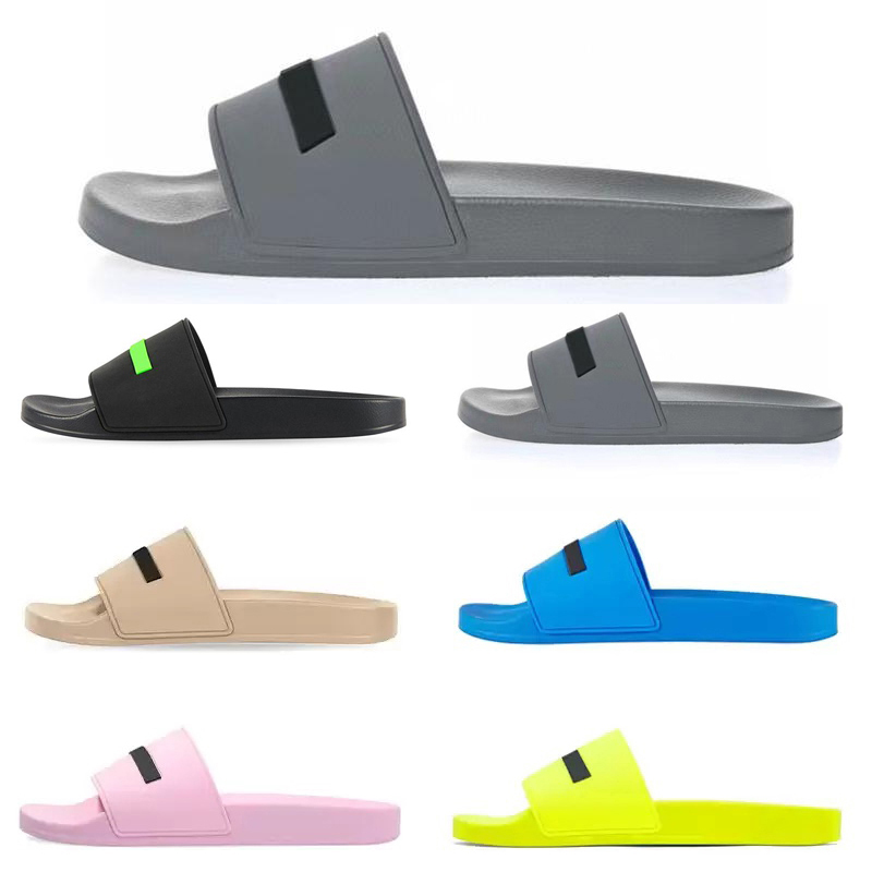 Men Women Designer Slippers Slides Sliders Sandals Summer Shoes Black Fluo Green White Cool Grey Beige Blue Pink Yellow Rubber Slipper Slide Sandal Shoe