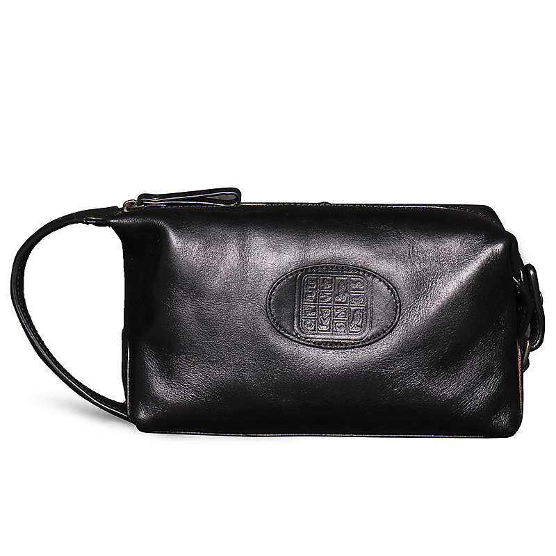 Men's Leather Business Cosmetic Bag Large Capacity Simple Fashion Embossed Storage Bag