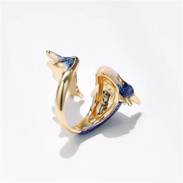 Band Rings Original Design Starry Sky Small Blue Dragon Opening Ring Colorful Fresh And Unique Craftsmanship Charm Women's Silver Jewelry GC1298