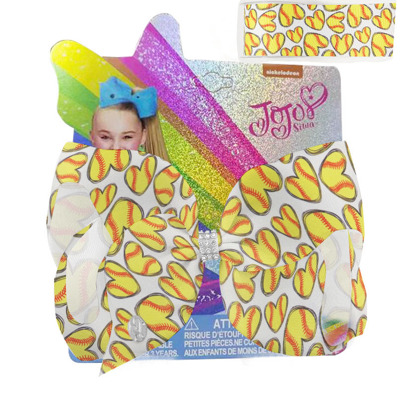 2022 NEW Large 8inch Sport Bows Baseball/Softball/Football Ribbon Hair Bow With Clip For Kids Girls Hairgrips Hair Accessories 8pcs/