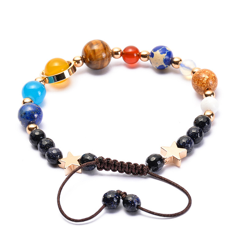Handmade Eight Planets Solar Bead Strands Bracelet for Men Women Lovers Gift