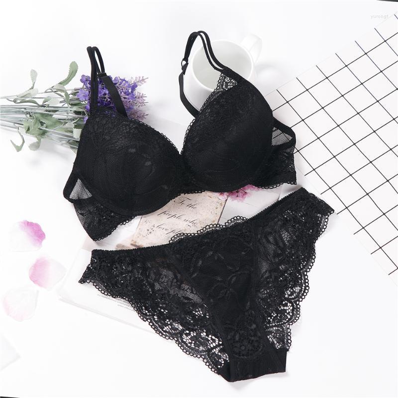Bras Sets Lingerie Porno Push Up Bra Set Intimates Lace Top And Panties Underwear 3/4 Cup Women, Black 
Bras Sets Lingerie Porno Push Up Bra Set Intimates Lace Top And Panties Underwear 3/4 Cup Women, Black