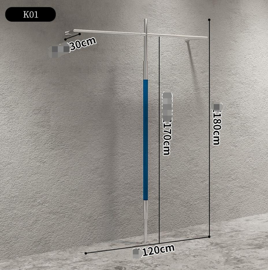 Clothing store display rack Commercial Furniture women's wear wall hanging racks stainless steel floor type blue acrylic show shelf