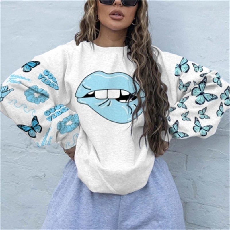 Sweatshirt Women Long Sleeve Sweatshirts Streetwear Fashion Autumn Winter Letter Print Pullover Tops L22081
